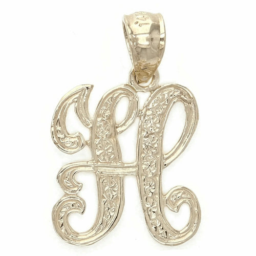 14k Yellow or White Gold Initial Letter H Alphabet A-Z Charm Pendant - Jewelry Store by Erik Rayo