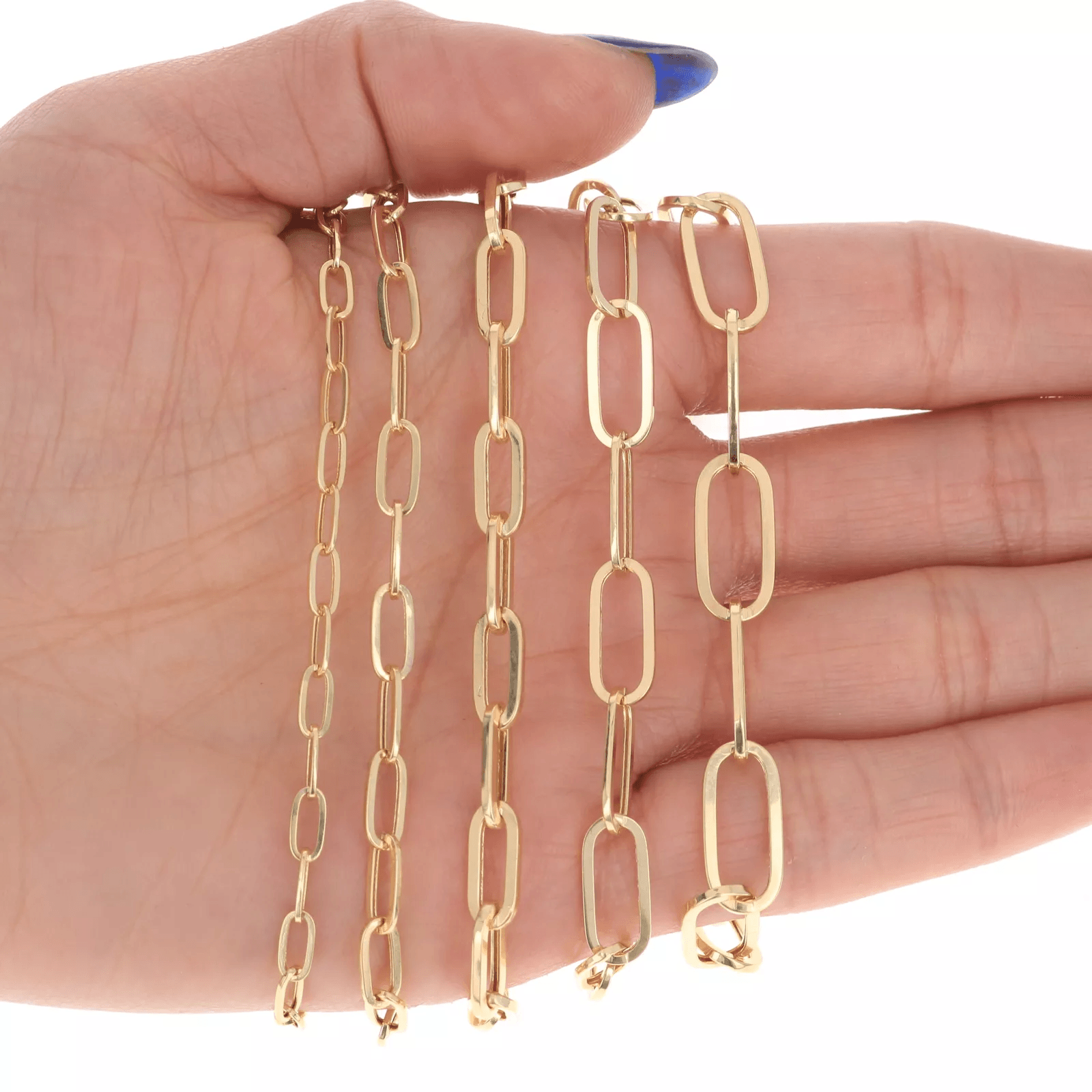 14K Gold Paper Clip Necklace Chains Men Women Kids Real Genuine Gold - Jewelry Store by Erik Rayo
