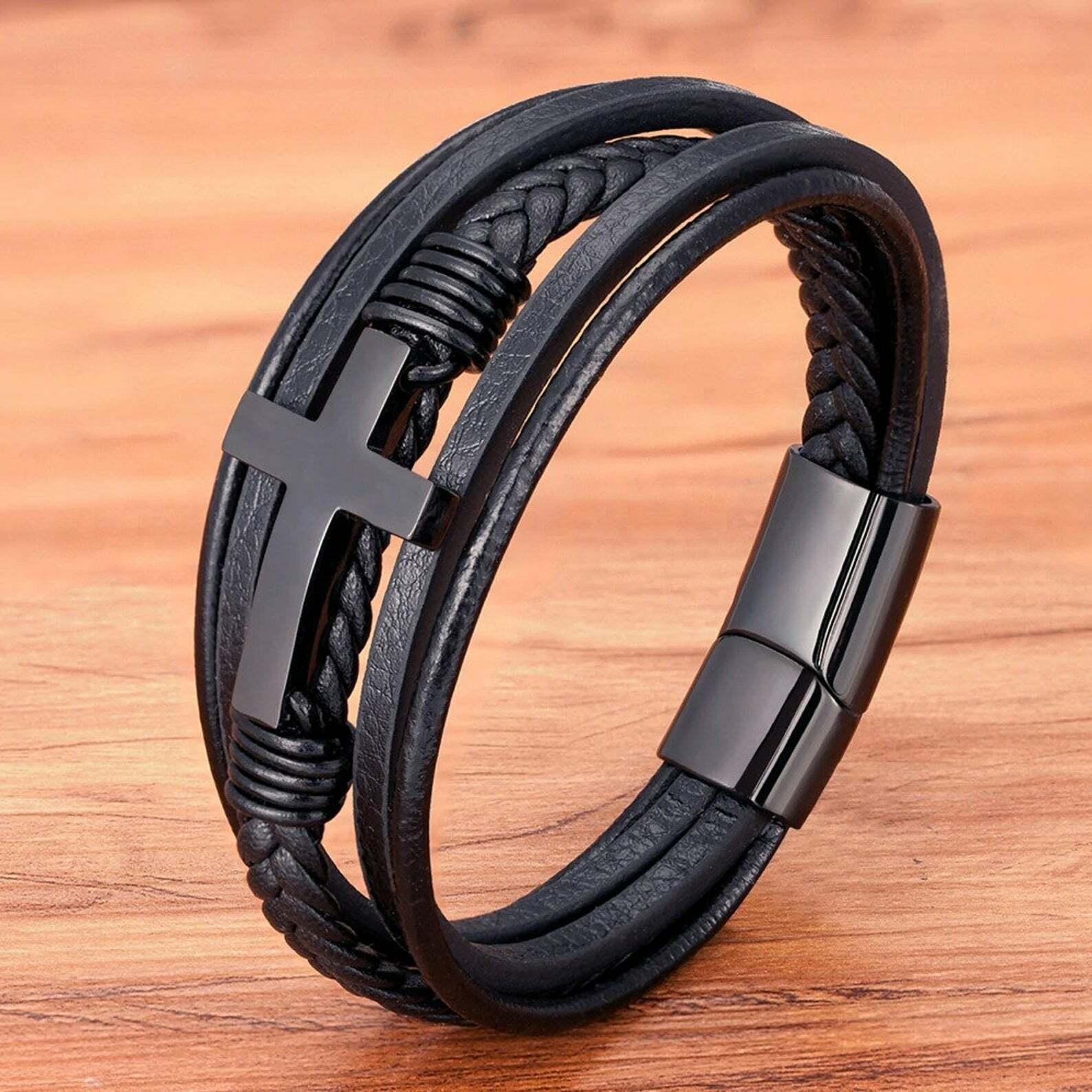 Leather Cross Bracelets Jesus Christian Symbol - Jewelry Store by Erik Rayo