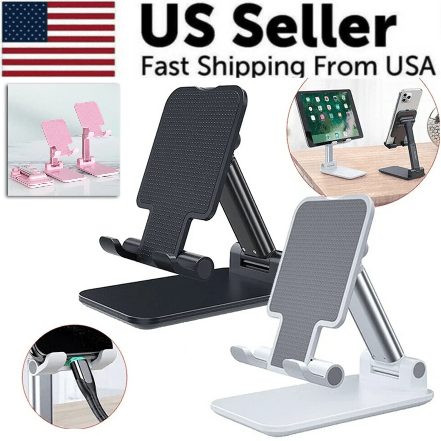 Adjustable Cell Phone Tablet Stand Desktop Holder Mount Mobile Phone iPad iPhone - Jewelry Store by Erik Rayo