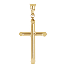 Load image into Gallery viewer, Italian 14k Yellow Gold Hollow High Polish Plain Cross Charm Pendant 1.2&quot; 0.7g
