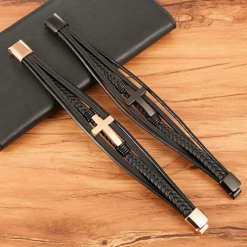 Leather Cross Bracelets Jesus Christian Symbol - Jewelry Store by Erik Rayo
