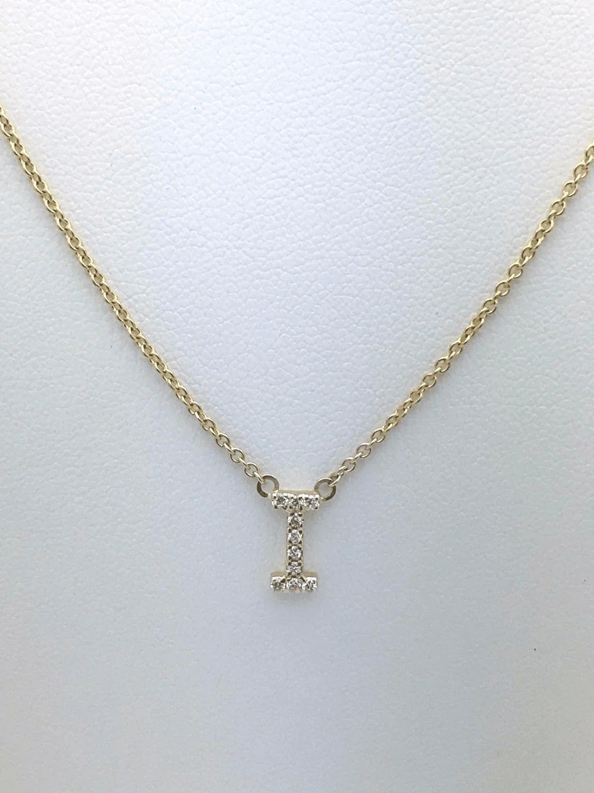 14k Yellow White or Rose Gold Diamond Initial Letter I Pendant Necklace 18" - Jewelry Store by Erik Rayo