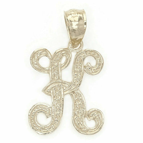 14k Yellow or White Gold Initial Letter K Alphabet A-Z Charm Pendant - Jewelry Store by Erik Rayo