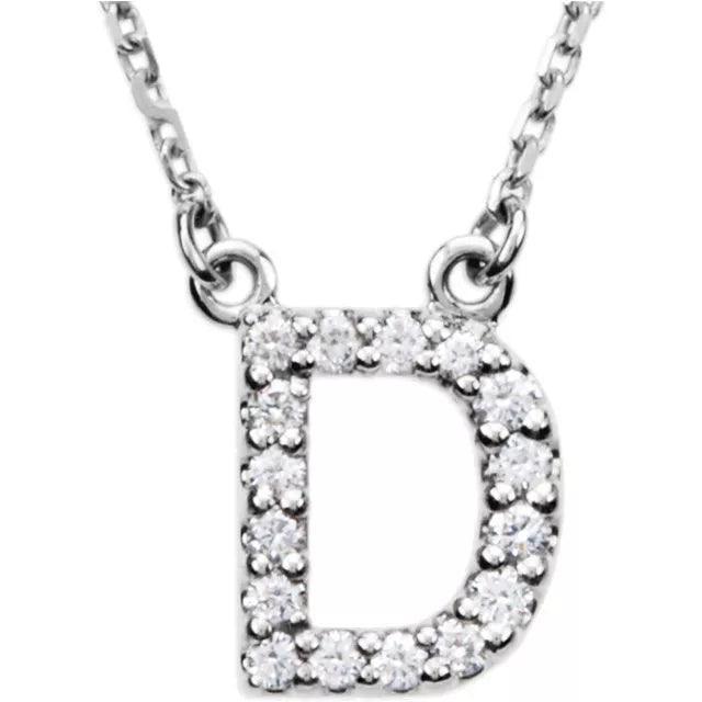 14k Yellow White or Rose Gold Diamond Initial Letter D Pendant Necklace 18" - Jewelry Store by Erik Rayo