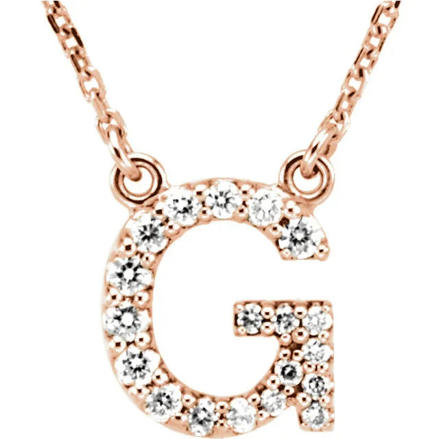 14k Yellow White or Rose Gold Diamond Initial Letter G Pendant Necklace 18" - Jewelry Store by Erik Rayo