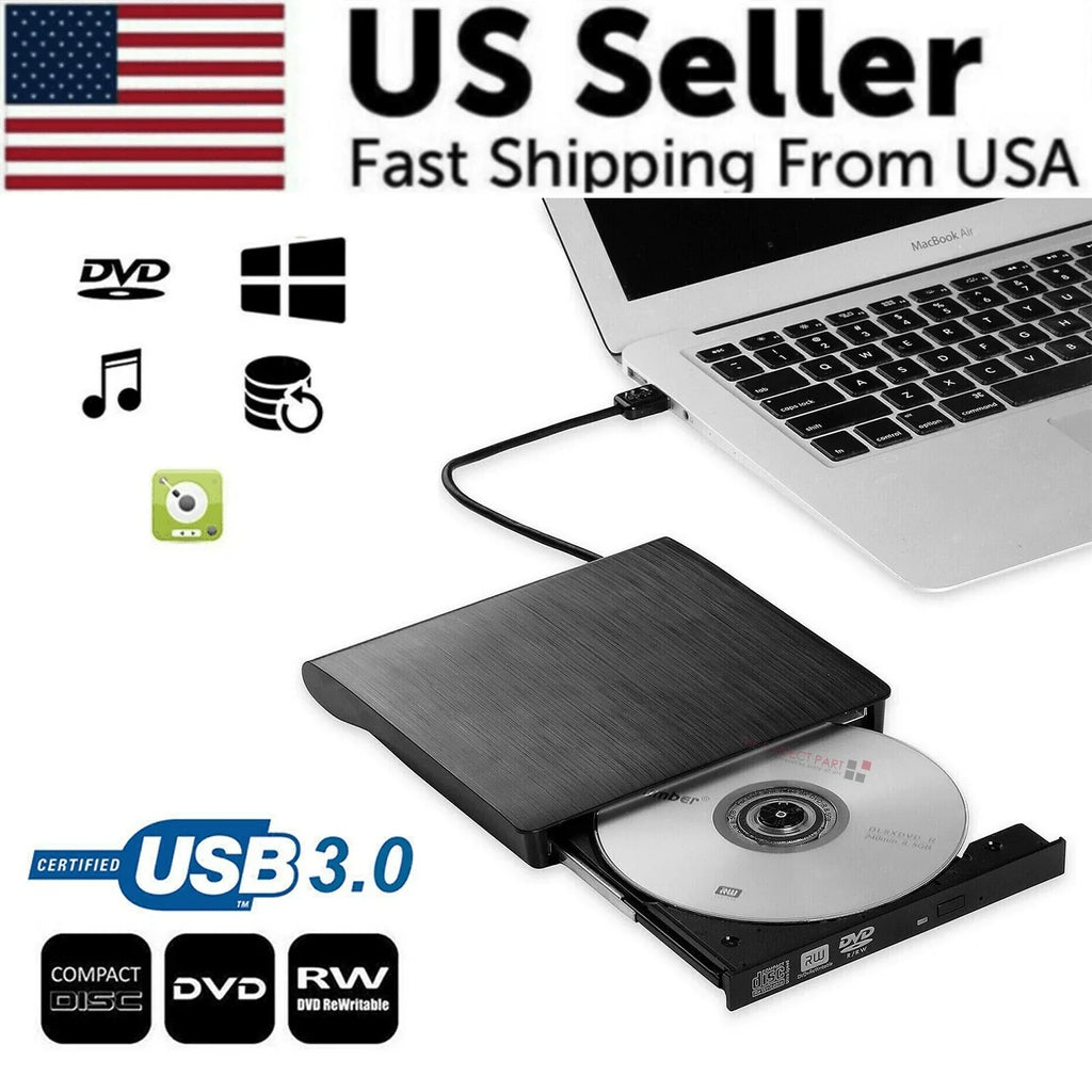 Slim External CD DVD RW Drive USB 3.0 Writer Burner Player Black For Laptop PC - Jewelry Store by Erik Rayo