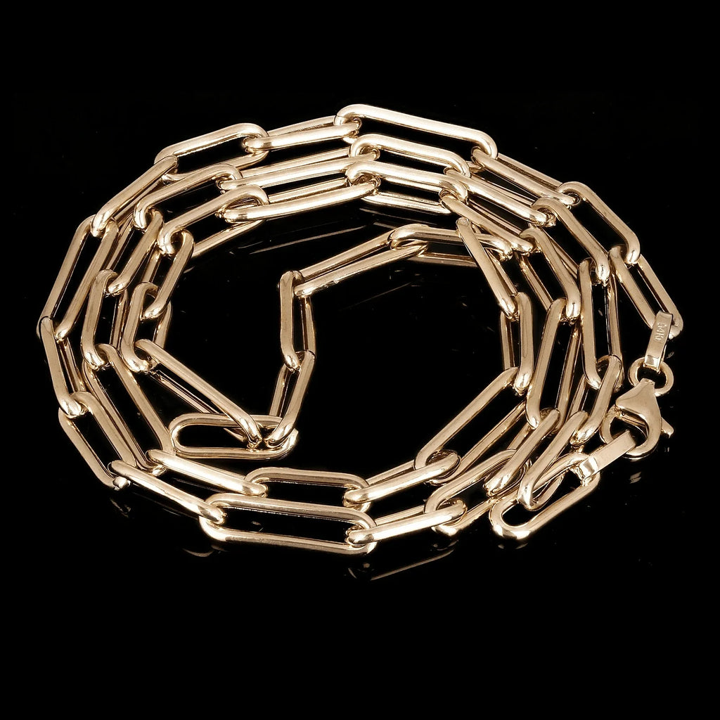 Italian 14k Yellow Gold Hollow Paper Clip Chain Necklace 19.75" 4mm 6.7 grams - Jewelry Store by Erik Rayo