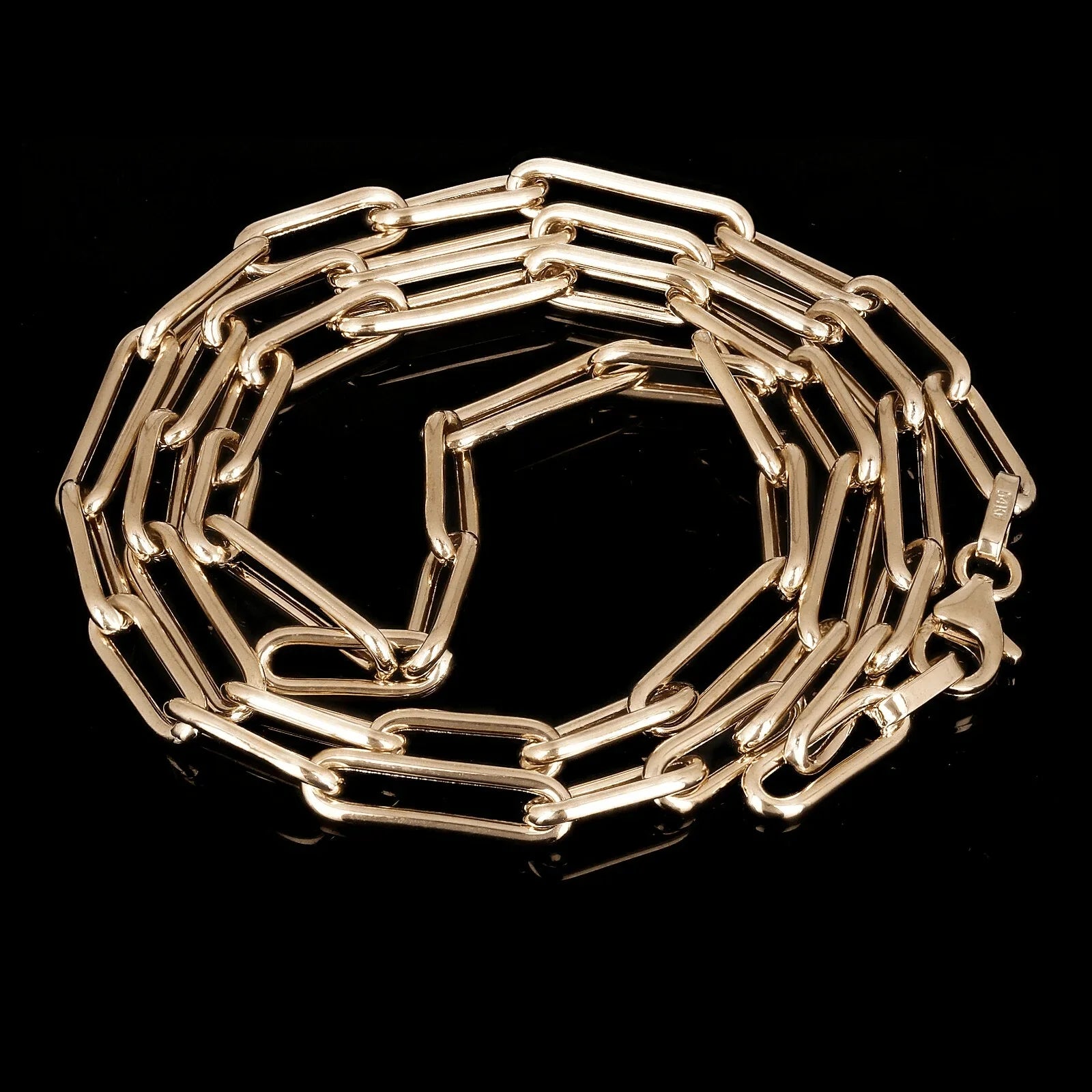 Italian 14k Yellow Gold Hollow Paper Clip Chain Necklace 19.75" 4mm 6.7 grams - Jewelry Store by Erik Rayo