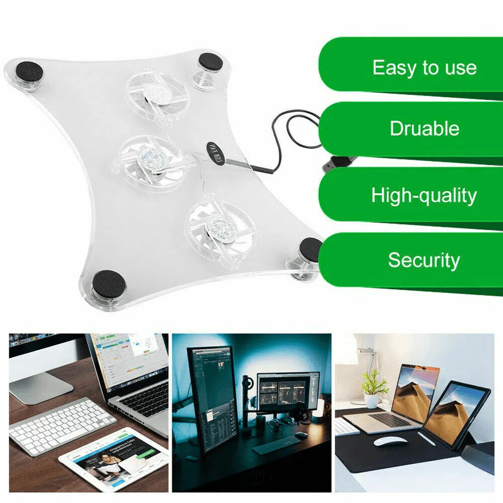 3 Fans USB Cooler Cooling Pad Stand LED Light Radiator For Laptop PC Notebook - Jewelry Store by Erik Rayo