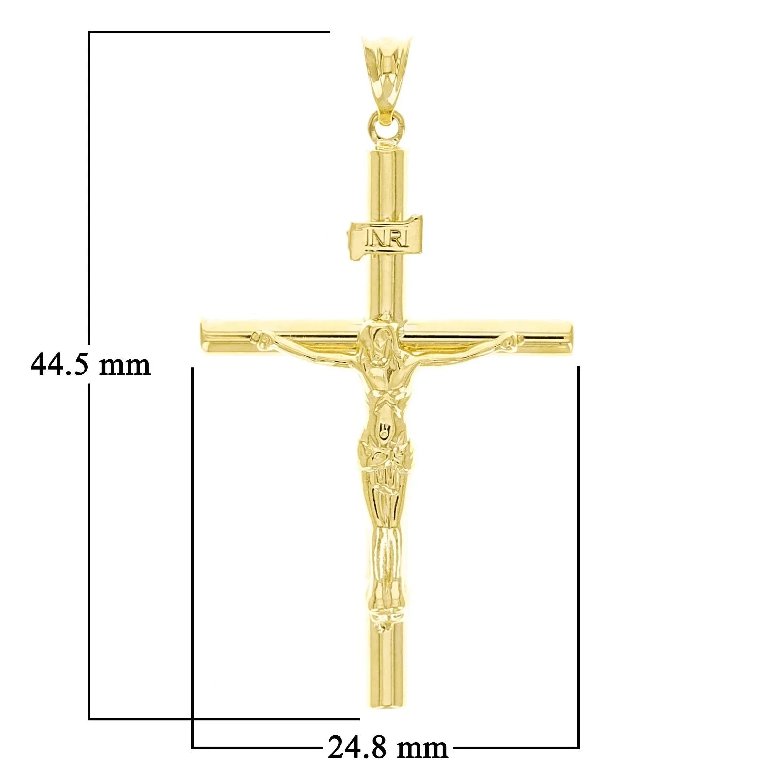 Italian 14k Yellow Gold Hollow INRI Crucifix Cross Charm Pendant 1.7" 1.7 grams - Jewelry Store by Erik Rayo