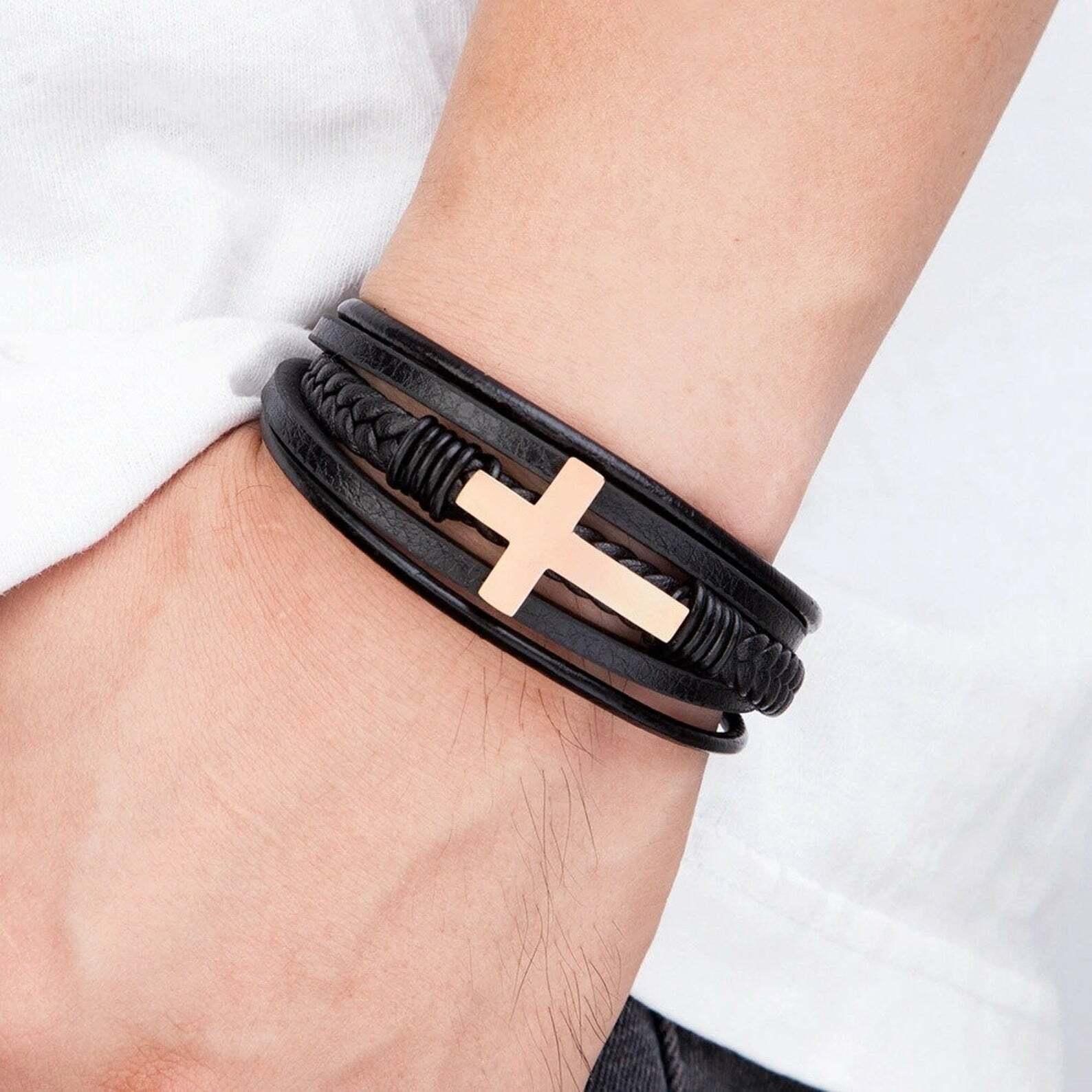 Leather Cross Bracelets Jesus Christian Symbol - Jewelry Store by Erik Rayo