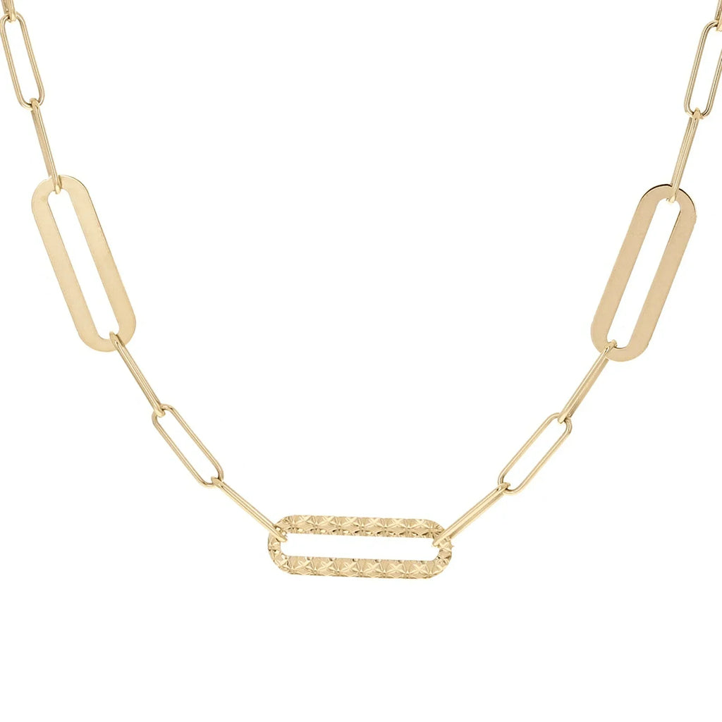 Italian 14k Yellow Gold Diamond Cut Paper Clip Chain Necklace 5.4mm 16.5" 4.8g - Jewelry Store by Erik Rayo