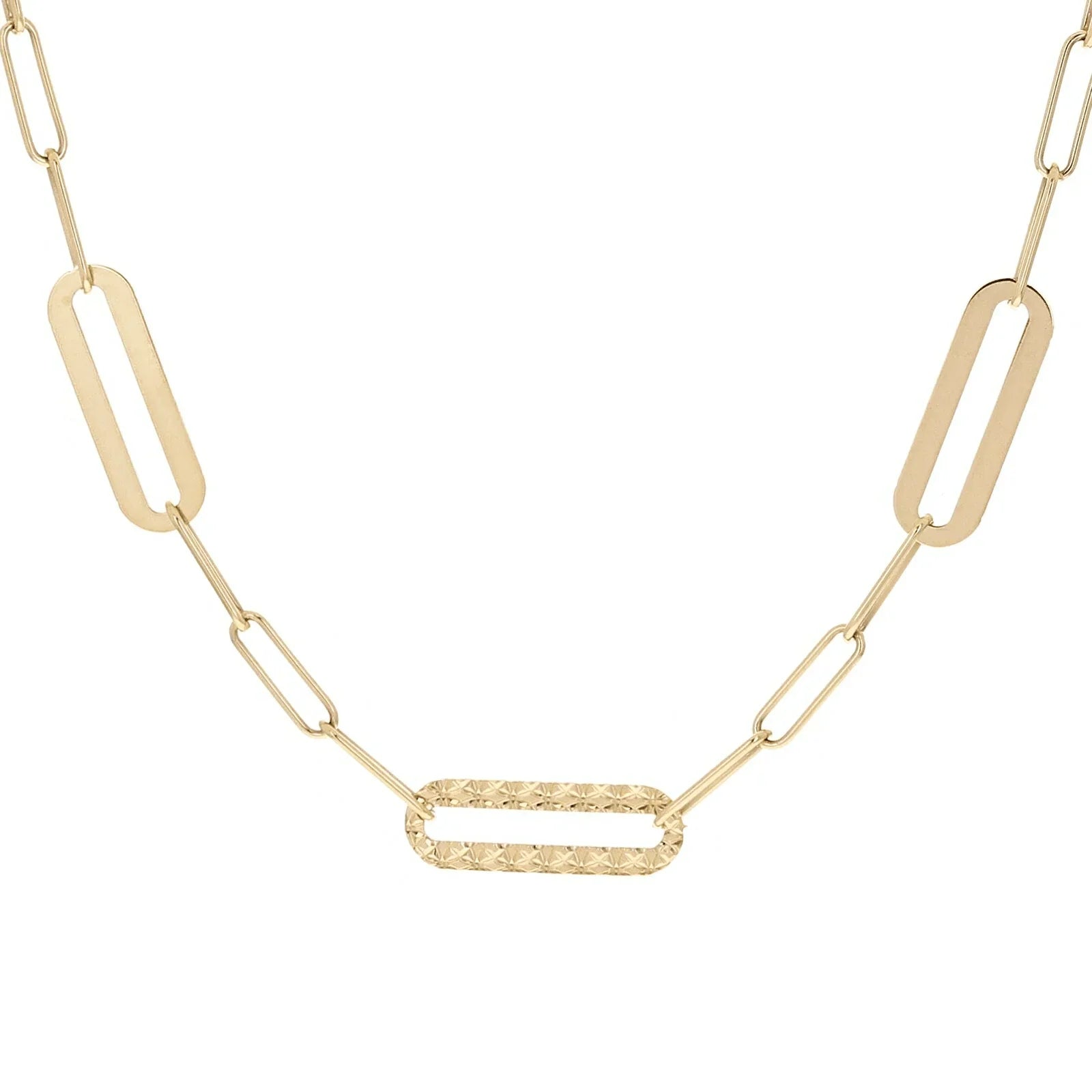 Italian 14k Yellow Gold Diamond Cut Paper Clip Chain Necklace 5.4mm 16.5" 4.8g - Jewelry Store by Erik Rayo