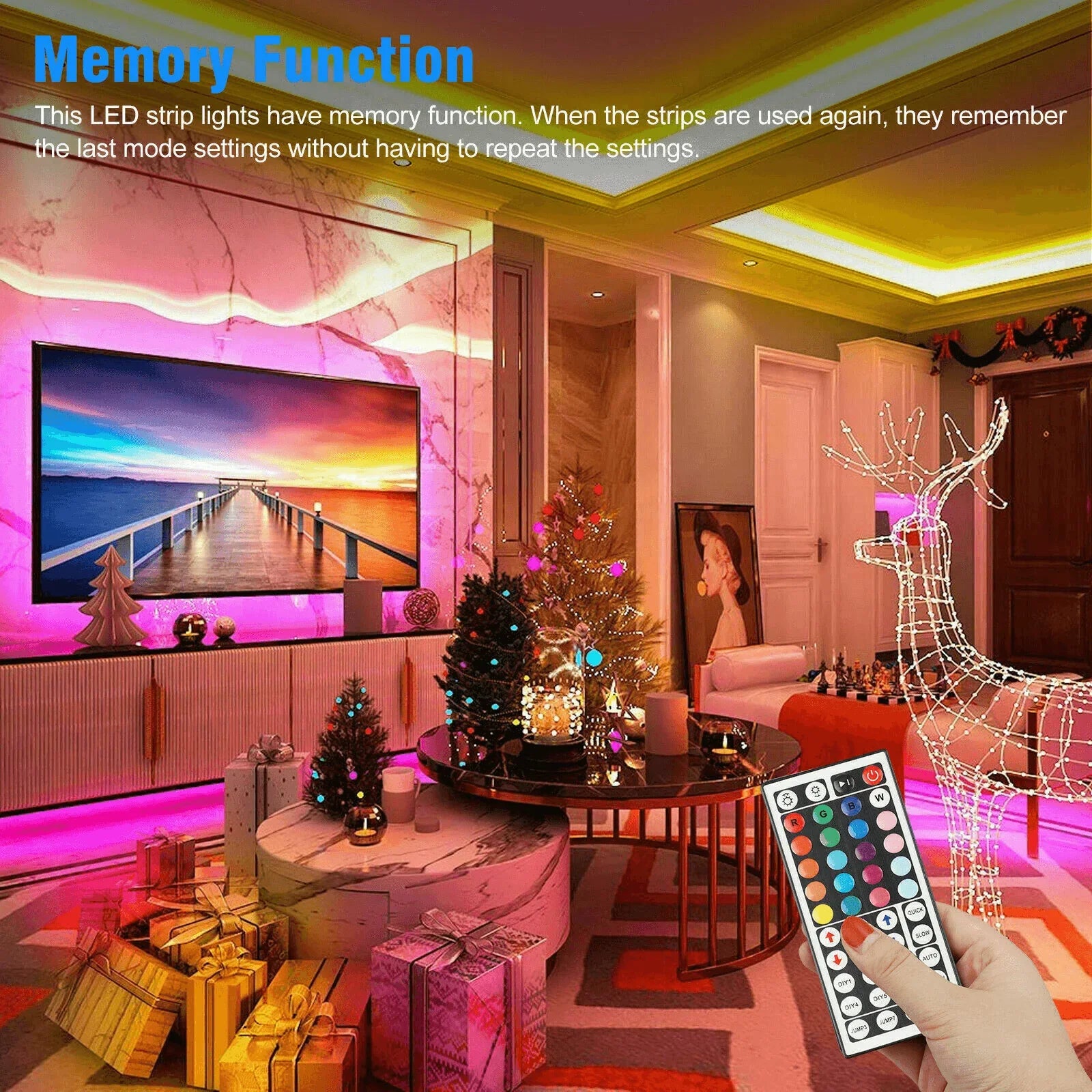 32FT LED Strip Lights Remote Control Bedroom Waterproof for Indoor Outdoor Use - Jewelry Store by Erik Rayo