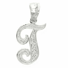 Load image into Gallery viewer, 14k Yellow or White Gold Initial Letter T Alphabet A-Z Charm Pendant
