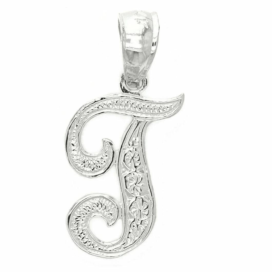 14k Yellow or White Gold Initial Letter T Alphabet A-Z Charm Pendant