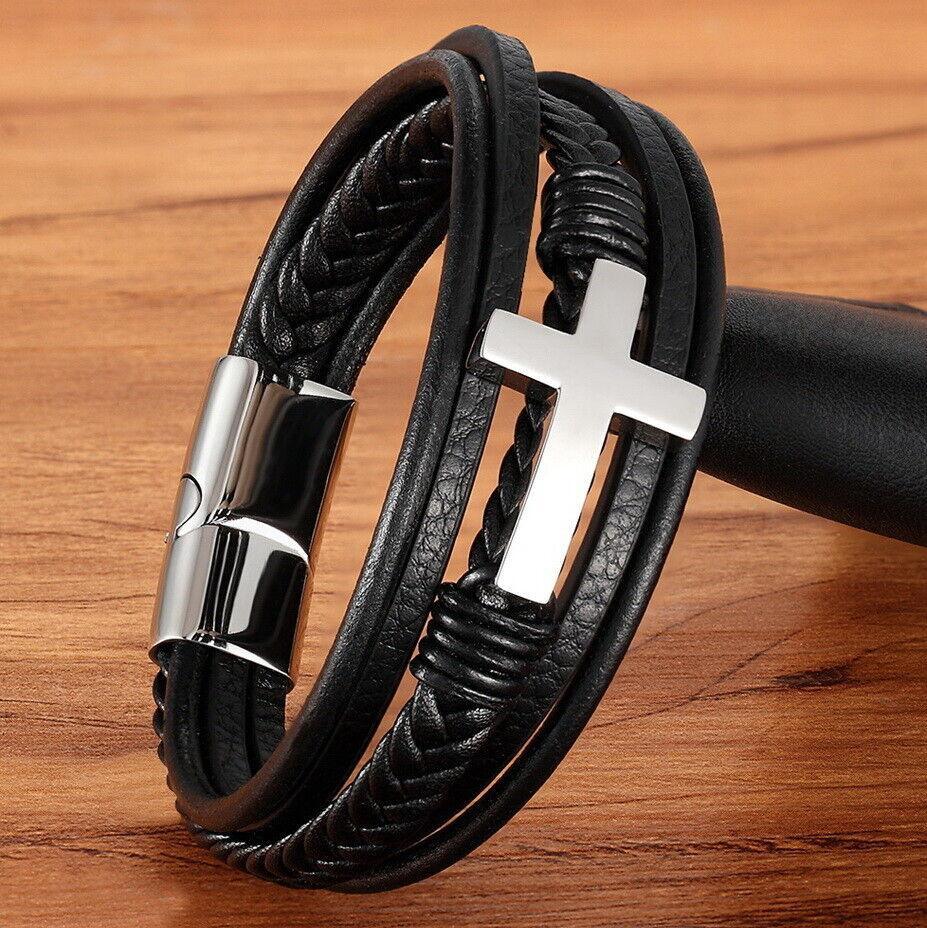 Leather Cross Bracelets Jesus Christian Symbol - Jewelry Store by Erik Rayo