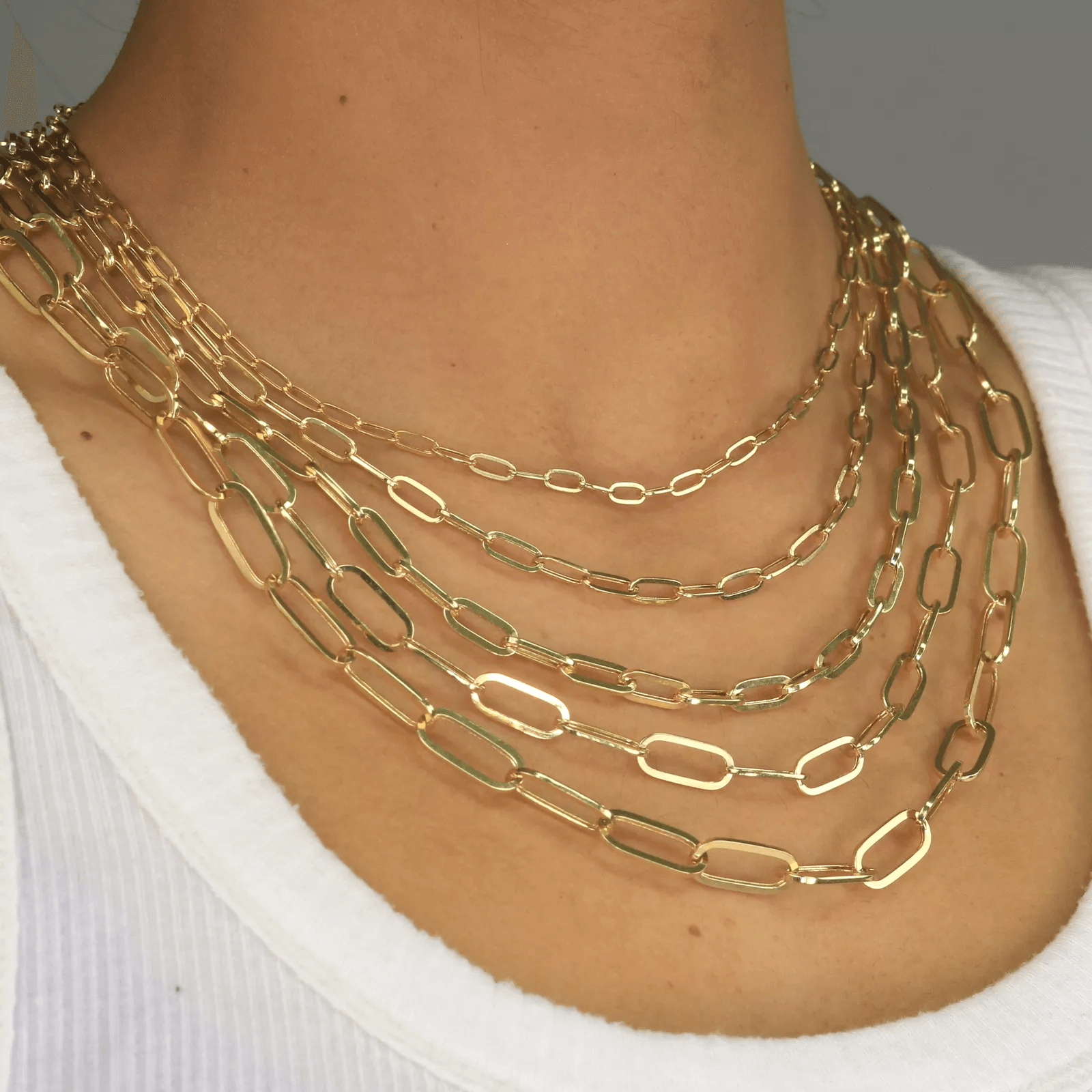 14K Gold Paper Clip Necklace Chains Men Women Kids Real Genuine Gold - Jewelry Store by Erik Rayo