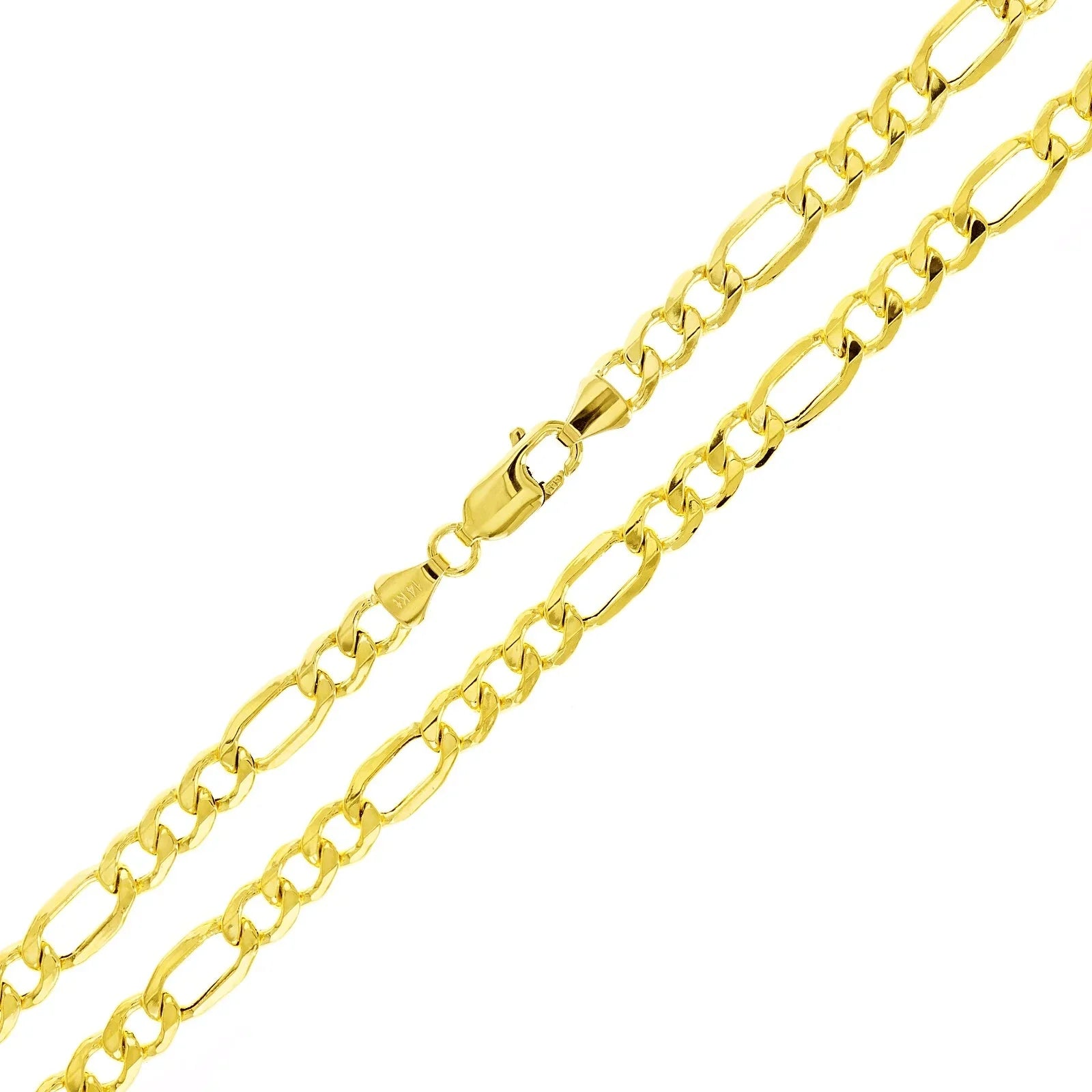 Italian 14k Yellow Gold Hollow Figaro Chain Necklace 20" 6mm 12.3 grams - Jewelry Store by Erik Rayo