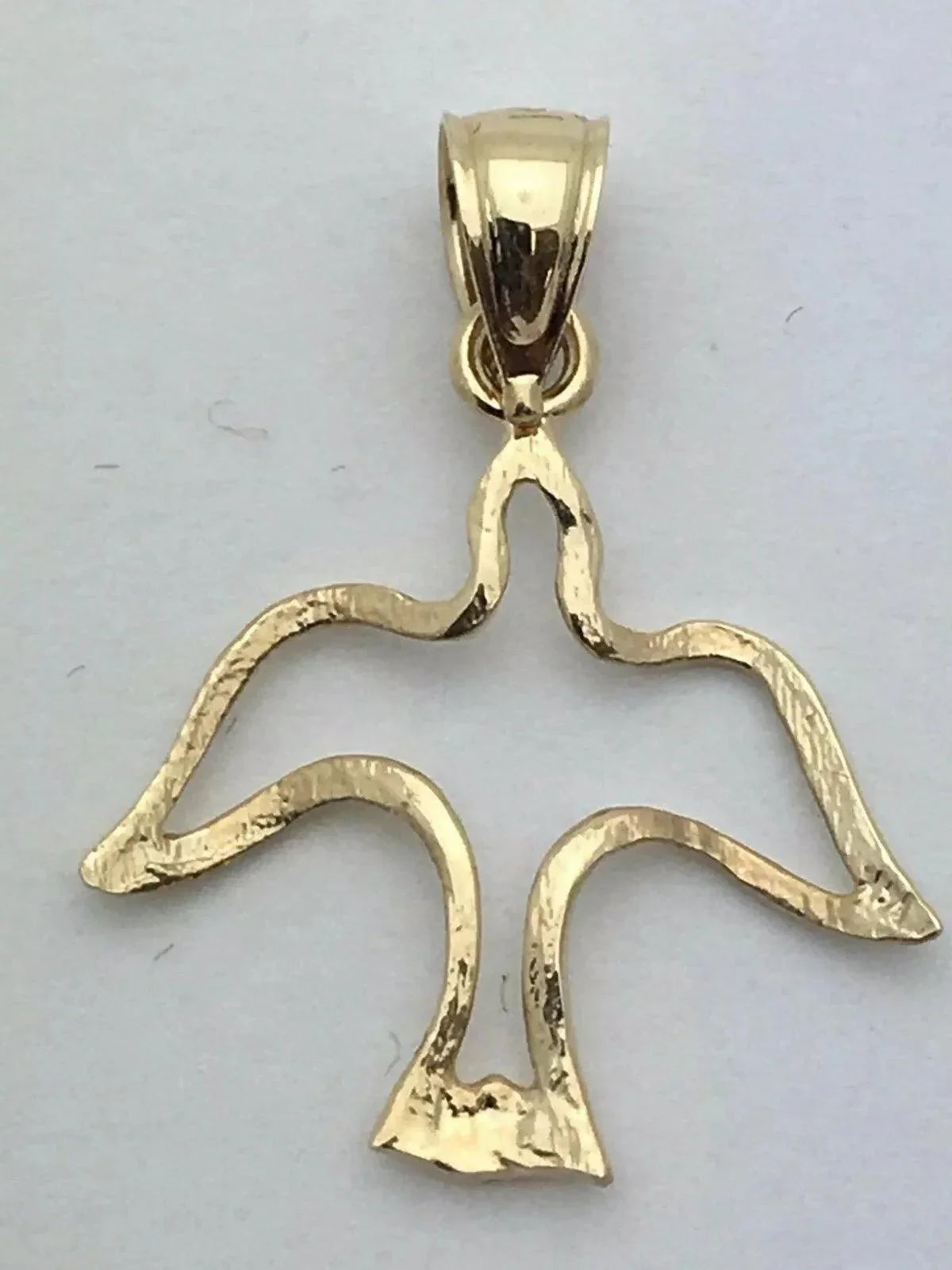 14k Yellow Gold Solid Outline Bird Peace Dove Charm Pendant 0.7 gram - Jewelry Store by Erik Rayo