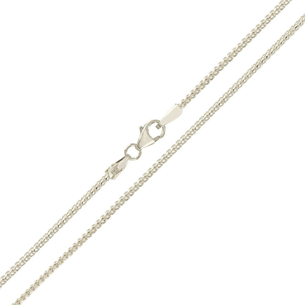 Italian 14k White Gold Solid Diamond Cut Franco Chain Necklace 22" 1.3mm 4.8gram - Jewelry Store by Erik Rayo