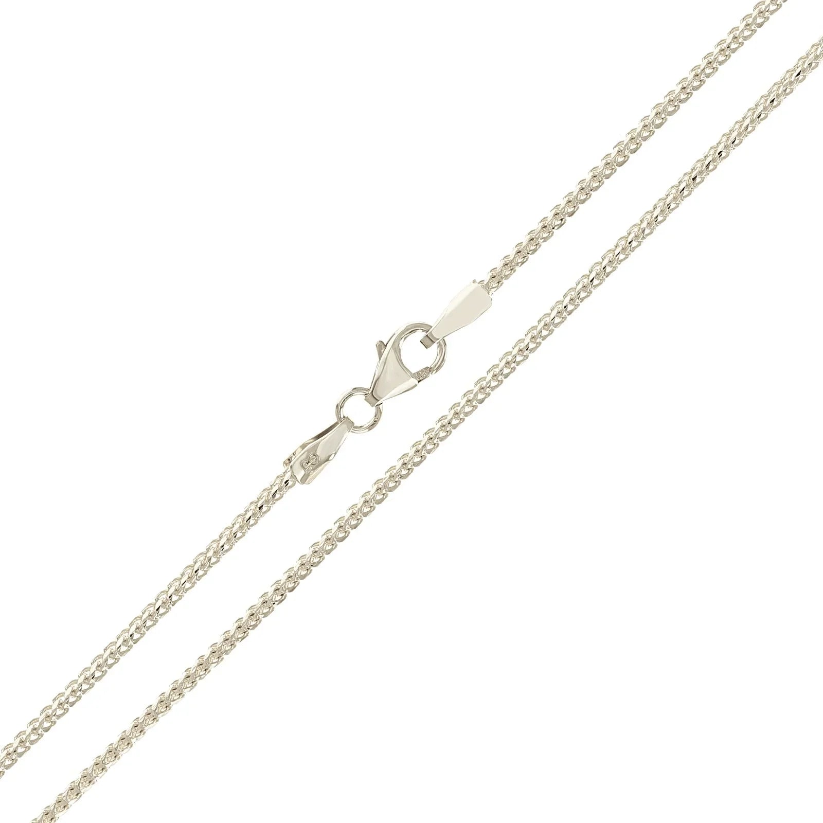 Italian 14k White Gold Solid Diamond Cut Franco Chain Necklace 22" 1.3mm 4.8gram - Jewelry Store by Erik Rayo
