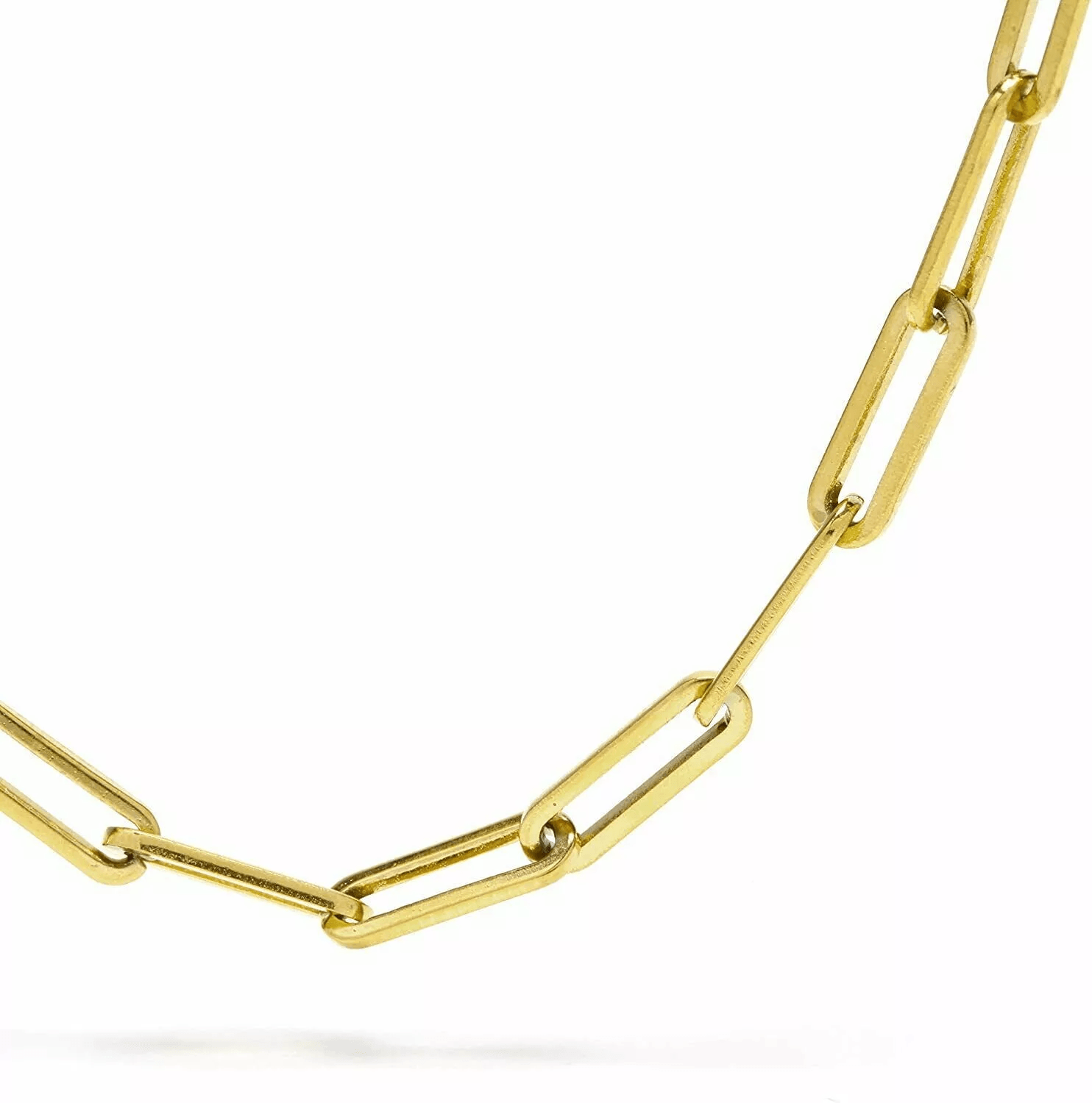 14K Gold Paper Clip Necklace Chains Men Women Kids Real Genuine Gold - Jewelry Store by Erik Rayo