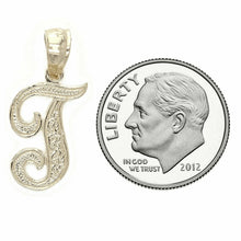 Load image into Gallery viewer, 14k Yellow or White Gold Initial Letter T Alphabet A-Z Charm Pendant
