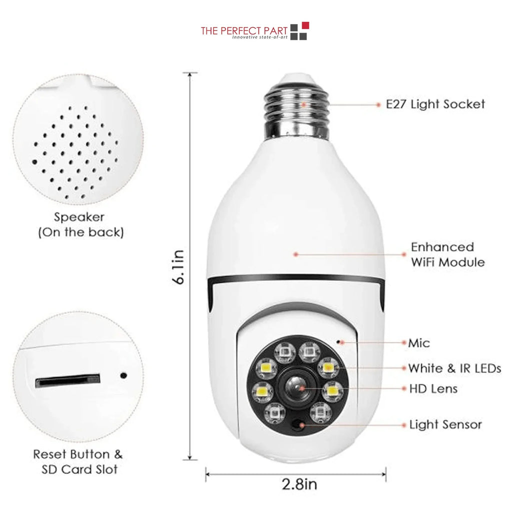360° 1080P IP E27 Light Bulb Camera Wi-Fi IR Night Smart Home Wireless Security - Jewelry Store by Erik Rayo