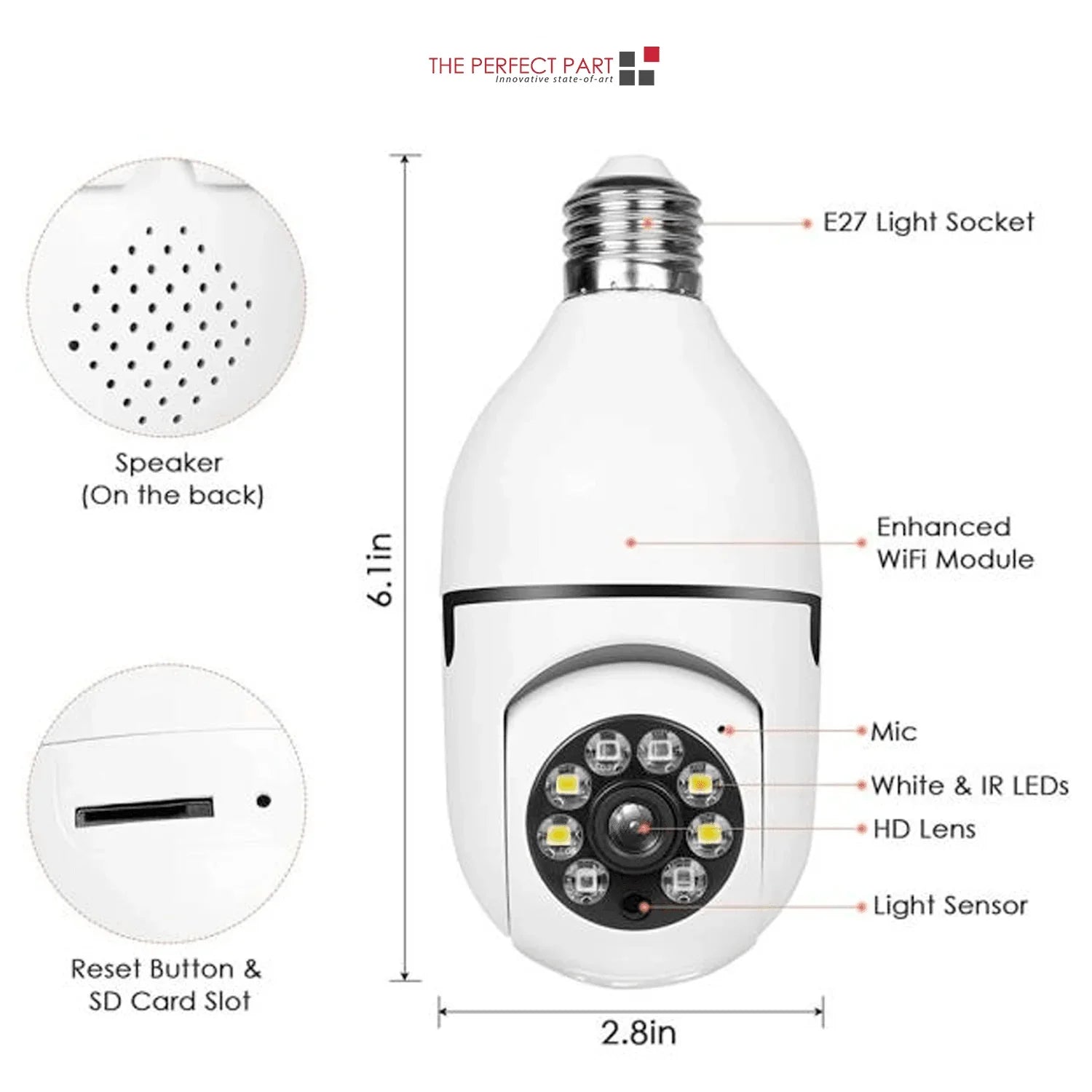 360° 1080P IP E27 Light Bulb Camera Wi-Fi IR Night Smart Home Wireless Security - Jewelry Store by Erik Rayo