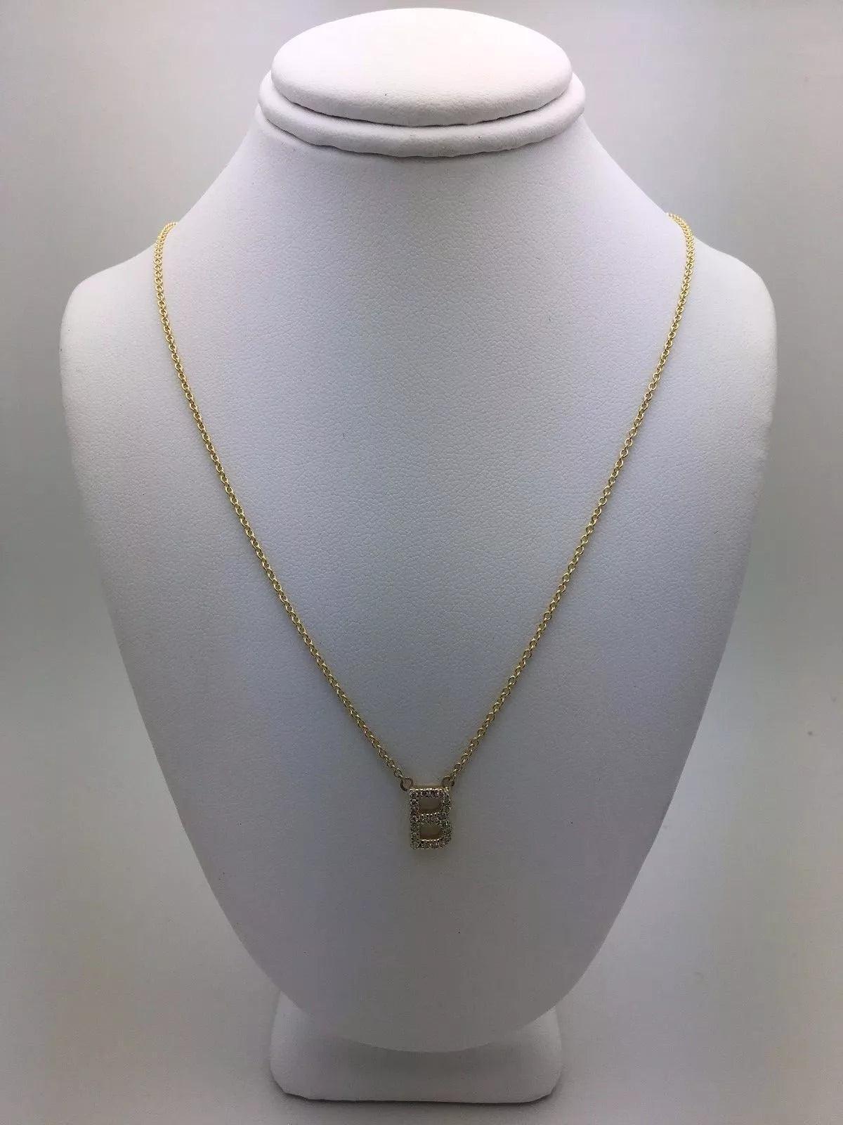 14k Yellow White or Rose Gold Diamond Initial Letter B Pendant Necklace 18" - Jewelry Store by Erik Rayo