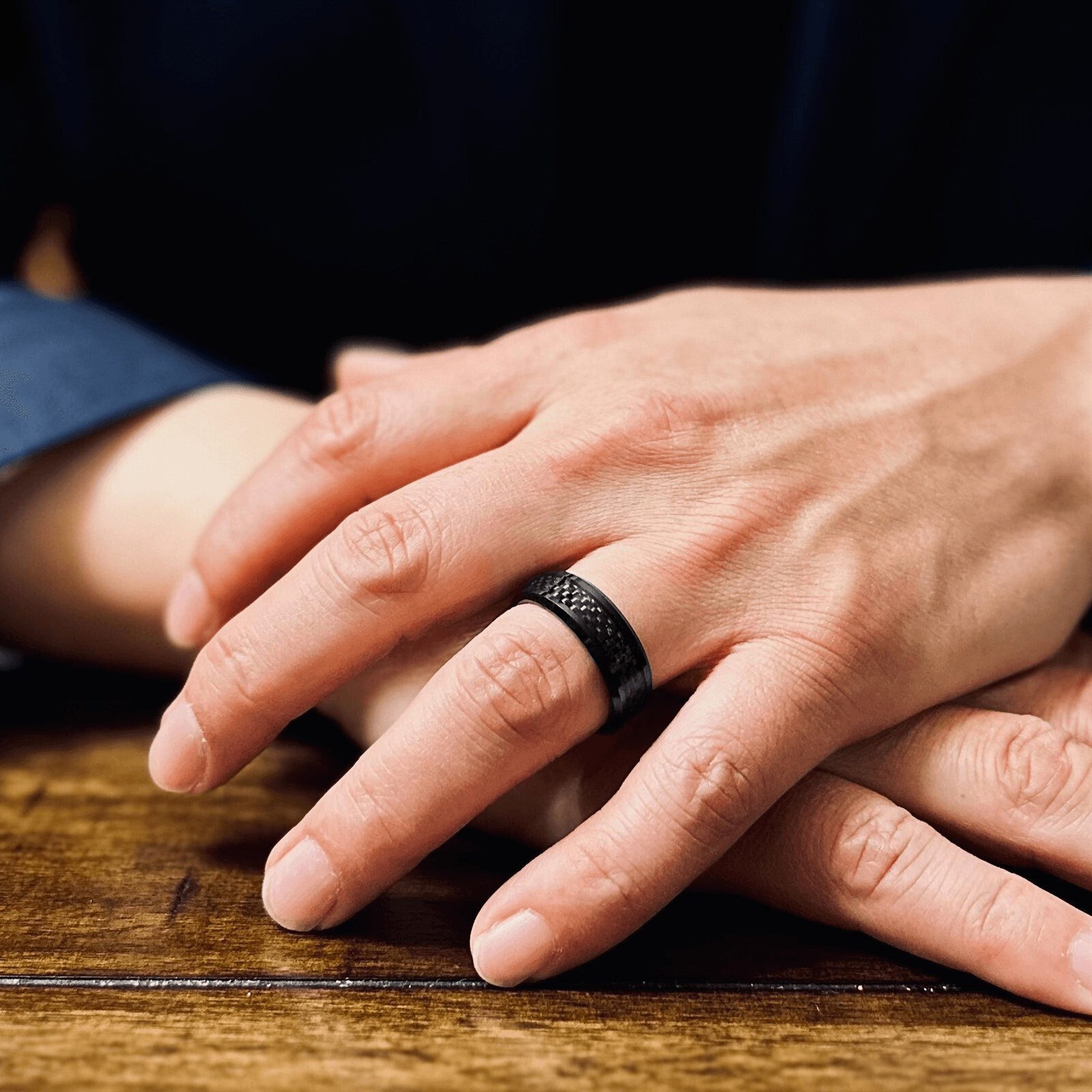 Unique Black Tungsten Carbide Wedding Band Ring for Men & Women – Black Carbon Fiber Inlay Design - Jewelry Store by Erik Rayo