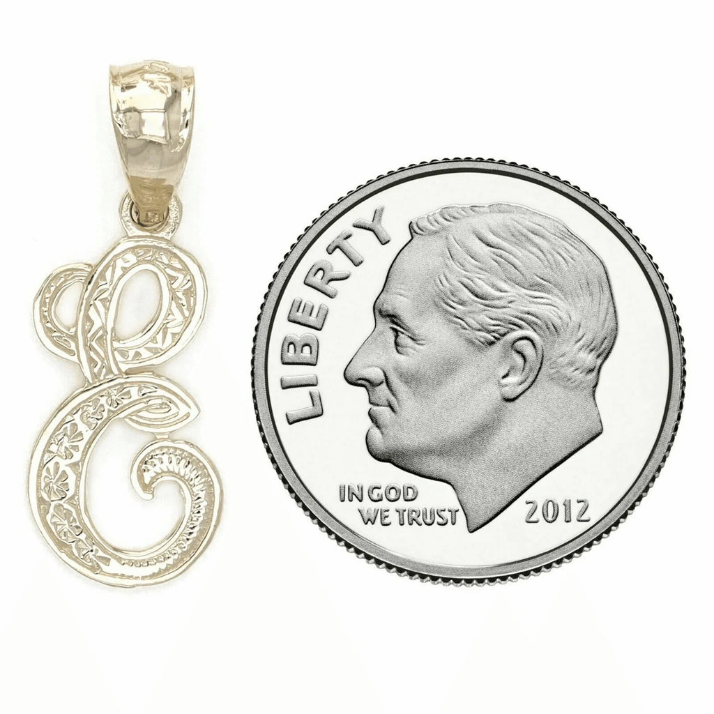 14k Yellow or White Gold Initial Letter E Alphabet A-Z Charm Pendant - Jewelry Store by Erik Rayo