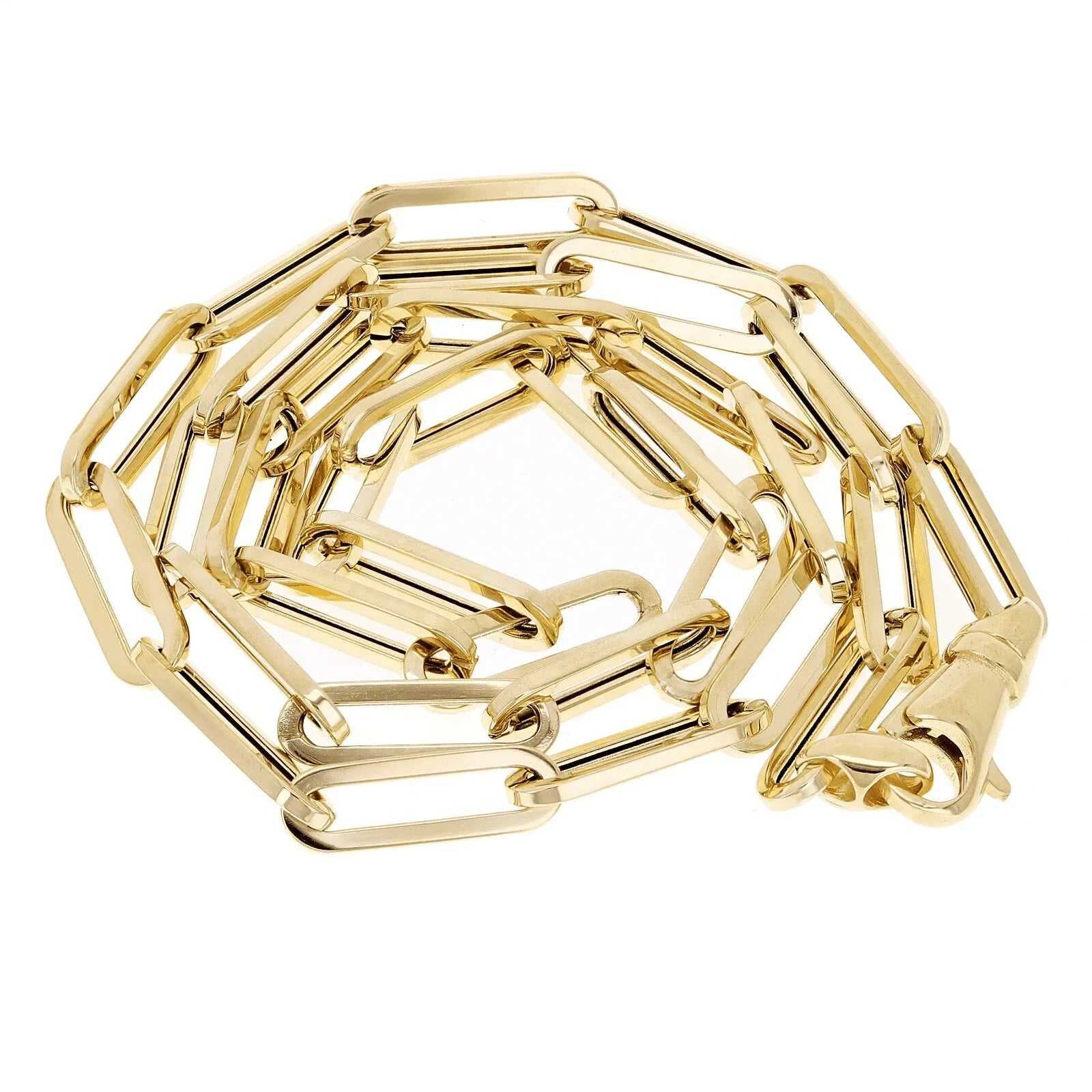 Italian 14k Yellow Gold Hollow Paper Clip Chain Necklace 22" 4.9mm 9 grams - Jewelry Store by Erik Rayo
