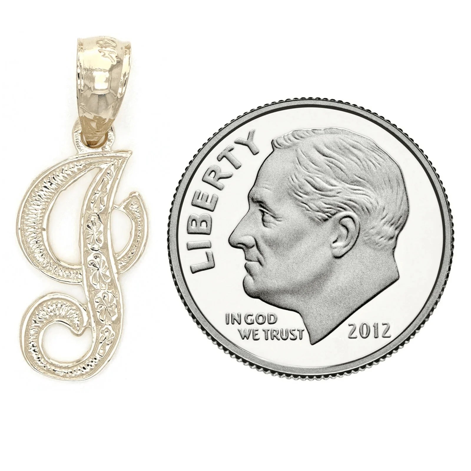 14k Yellow or White Gold Initial Letter I Alphabet A-Z Charm Pendant - Jewelry Store by Erik Rayo