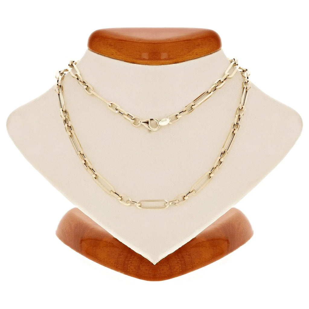 Italian 14k Yellow Gold Hollow Paper Clip Chain Necklace 16" 3.3mm 3.4 grams - Jewelry Store by Erik Rayo