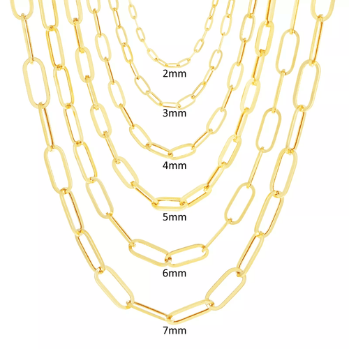 14K Gold Paper Clip Necklace Chains Men Women Kids Real Genuine Gold - Jewelry Store by Erik Rayo