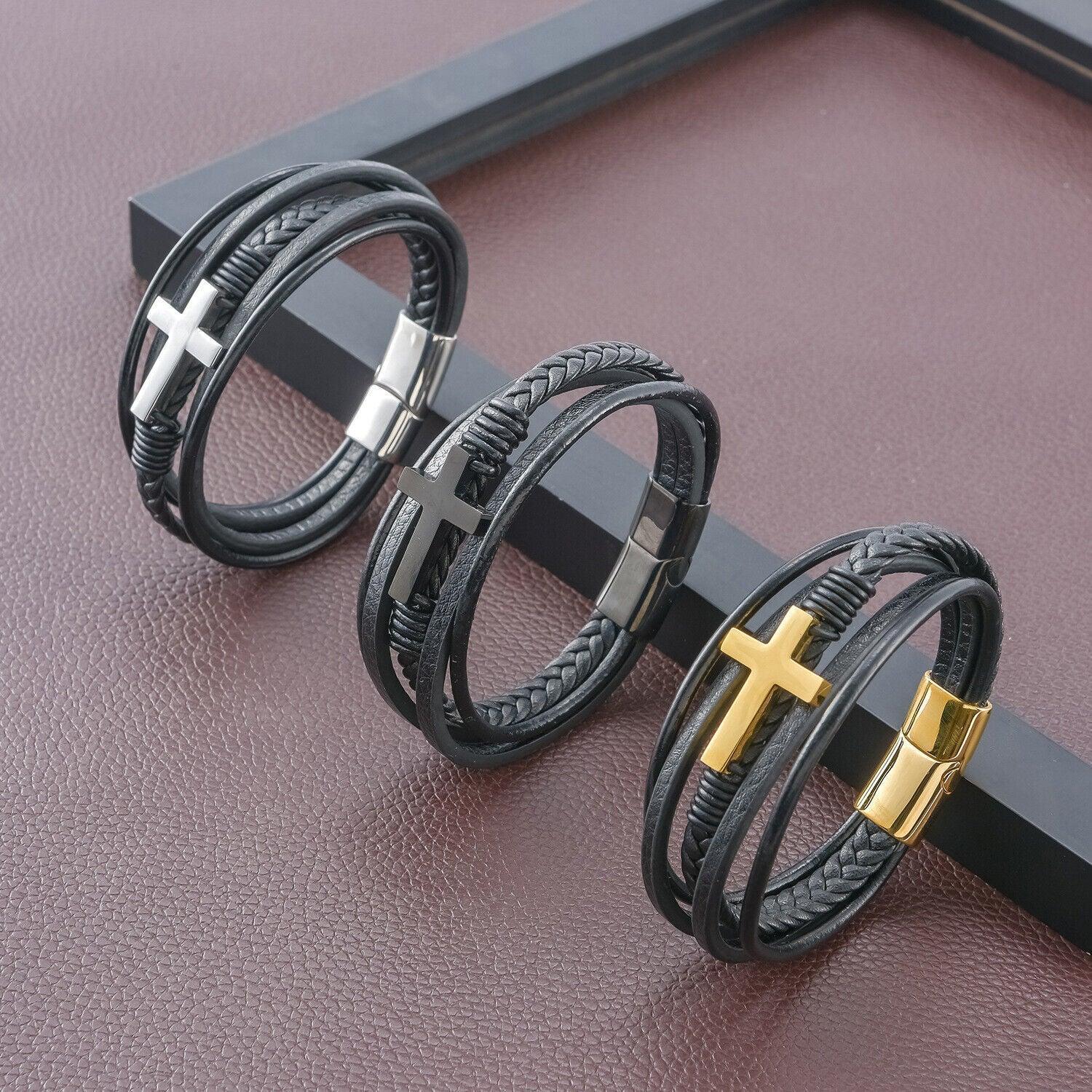 Leather Cross Bracelets Jesus Christian Symbol - Jewelry Store by Erik Rayo
