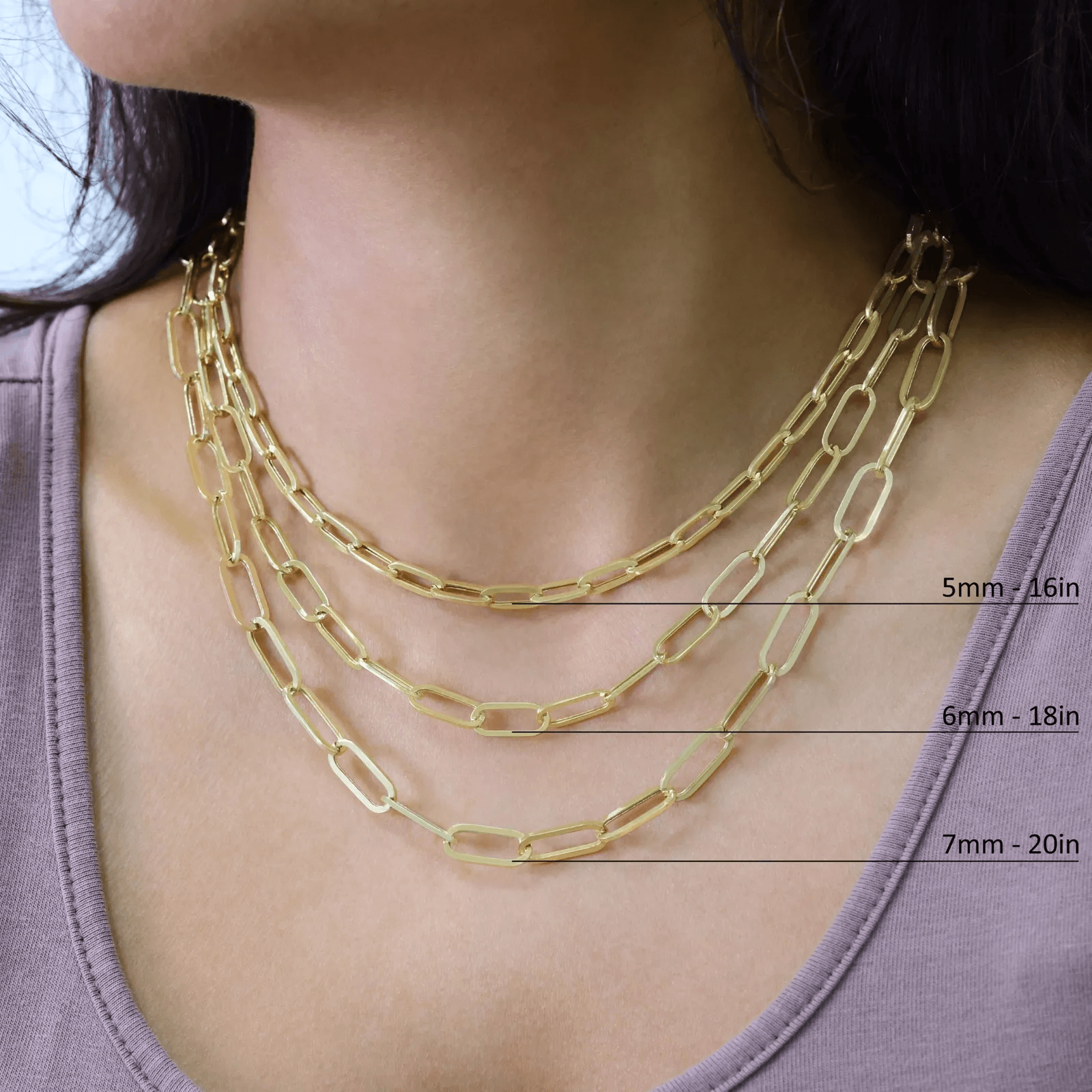 14K Gold Paper Clip Necklace Chains Men Women Kids Real Genuine Gold - Jewelry Store by Erik Rayo