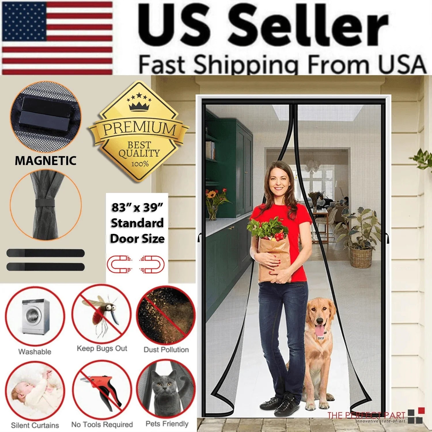 Magnetic Screen Door Mesh Curtain Durable Heavy Duty Mosquito Net Bug Hands Free - Jewelry Store by Erik Rayo