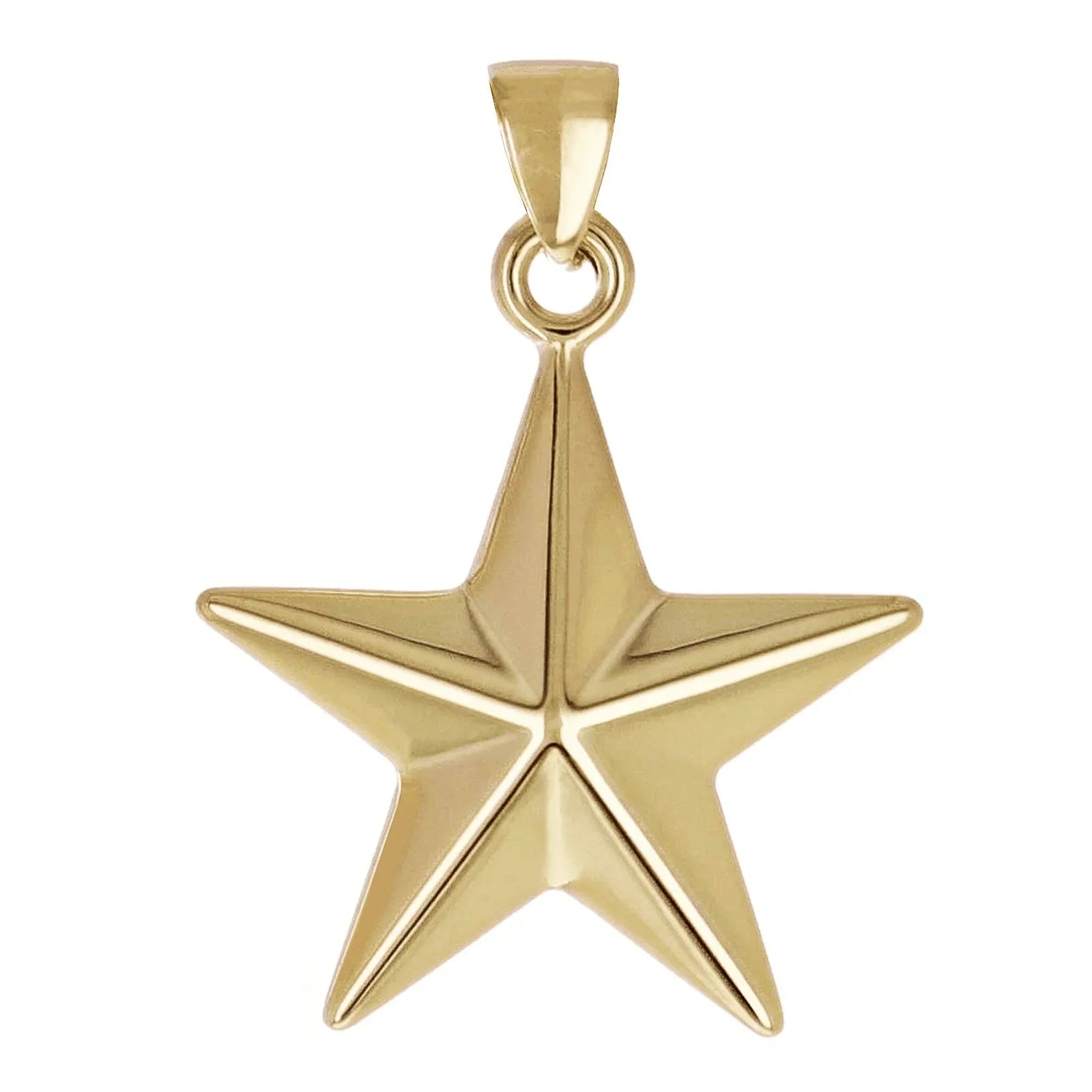 Italian 14k Yellow Gold 3D STAR Charm Pendant 22.6mm x 16.9mm 0.9 gram - Jewelry Store by Erik Rayo