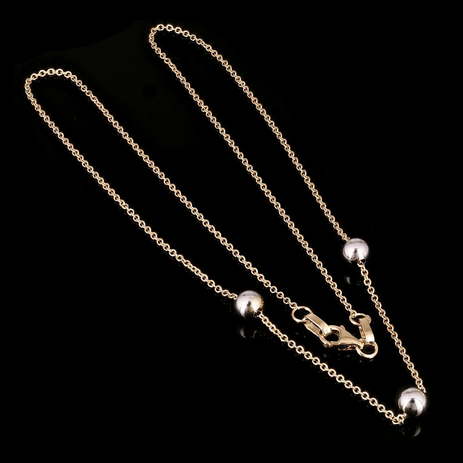 Italian 14k Two Tone Gold Polished Ball Bead Station Necklace 16.5" 5mm 2.1grams - Jewelry Store by Erik Rayo