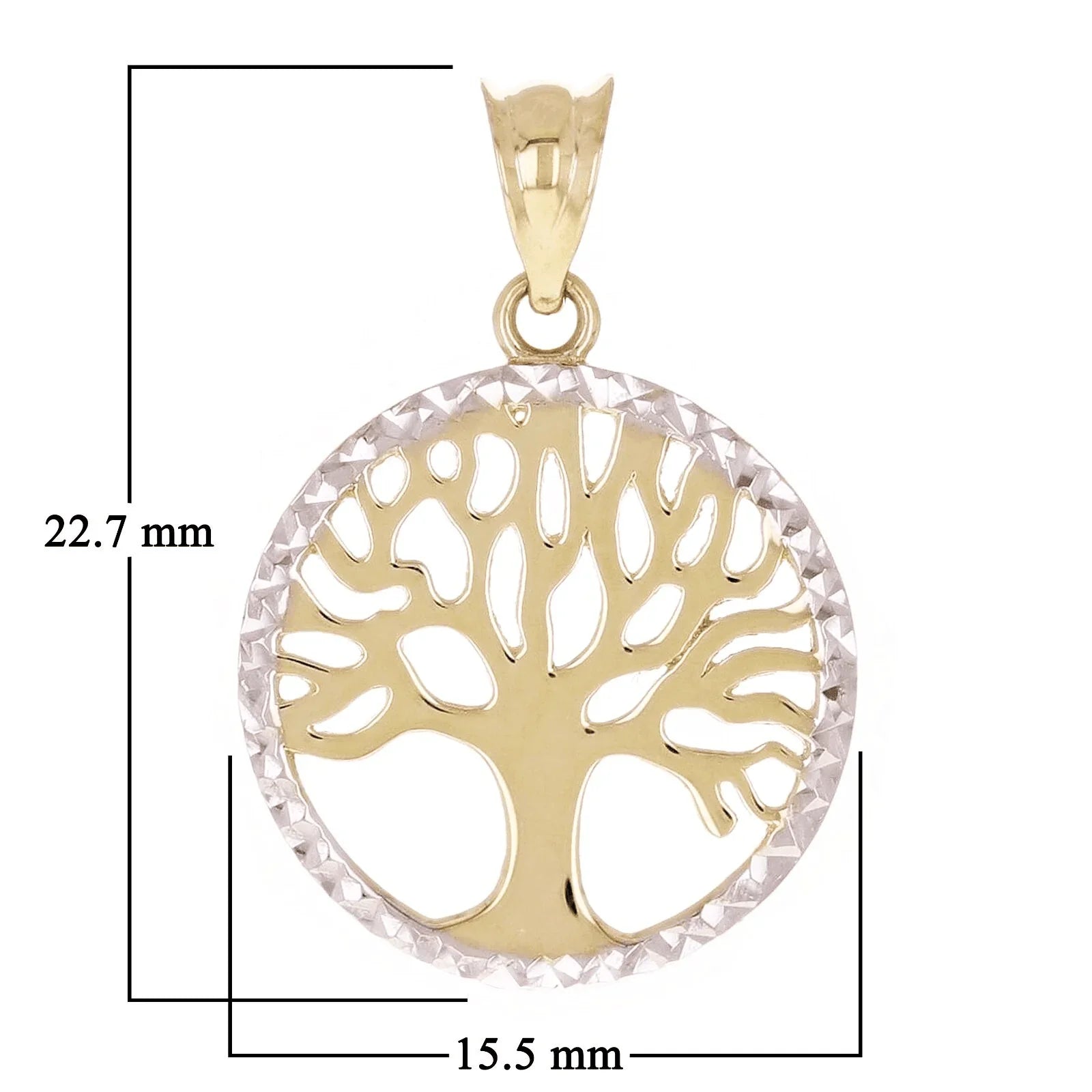 Italian 14k Yellow & White Gold Tree of Life Charm Pendant 22.7mmx15.5mm 1 gram - Jewelry Store by Erik Rayo