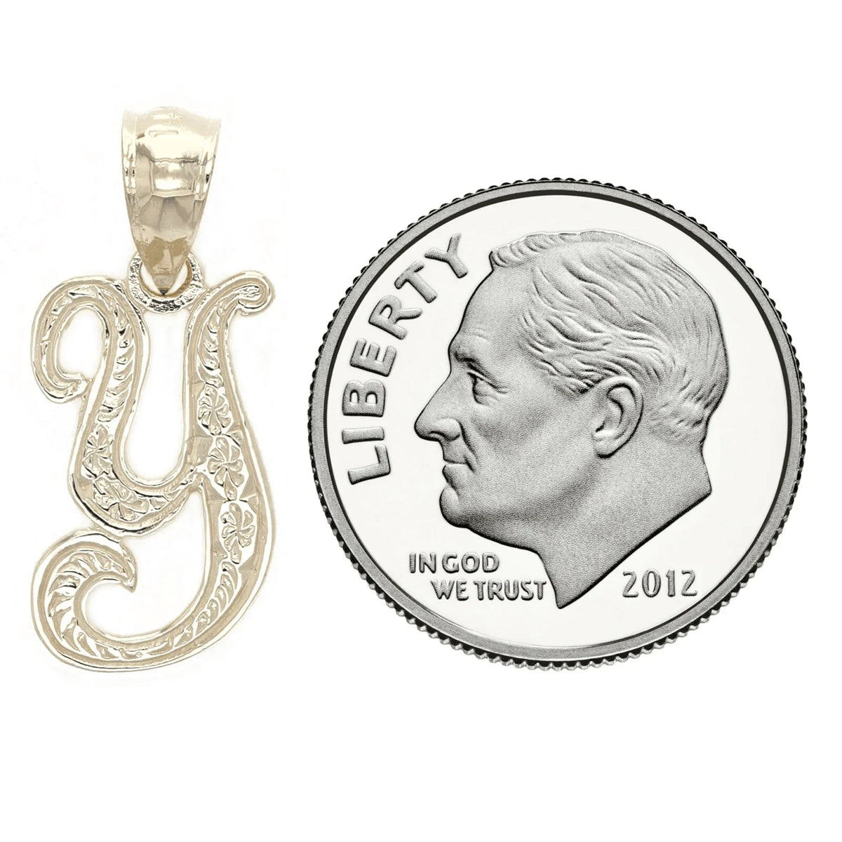 14k Yellow or White Gold Initial Letter Y Alphabet A-Z Charm Pendant - Jewelry Store by Erik Rayo