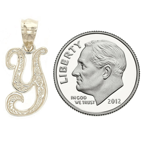 14k Yellow or White Gold Initial Letter Y Alphabet A-Z Charm Pendant - Jewelry Store by Erik Rayo