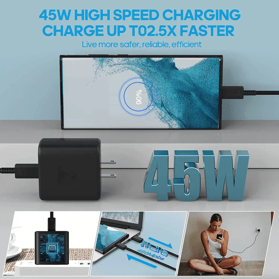 45W USB-C Super Fast Wall Charger + 6FT Cable For Samsung Galaxy S20 S21 S22 S23 - Jewelry Store by Erik Rayo