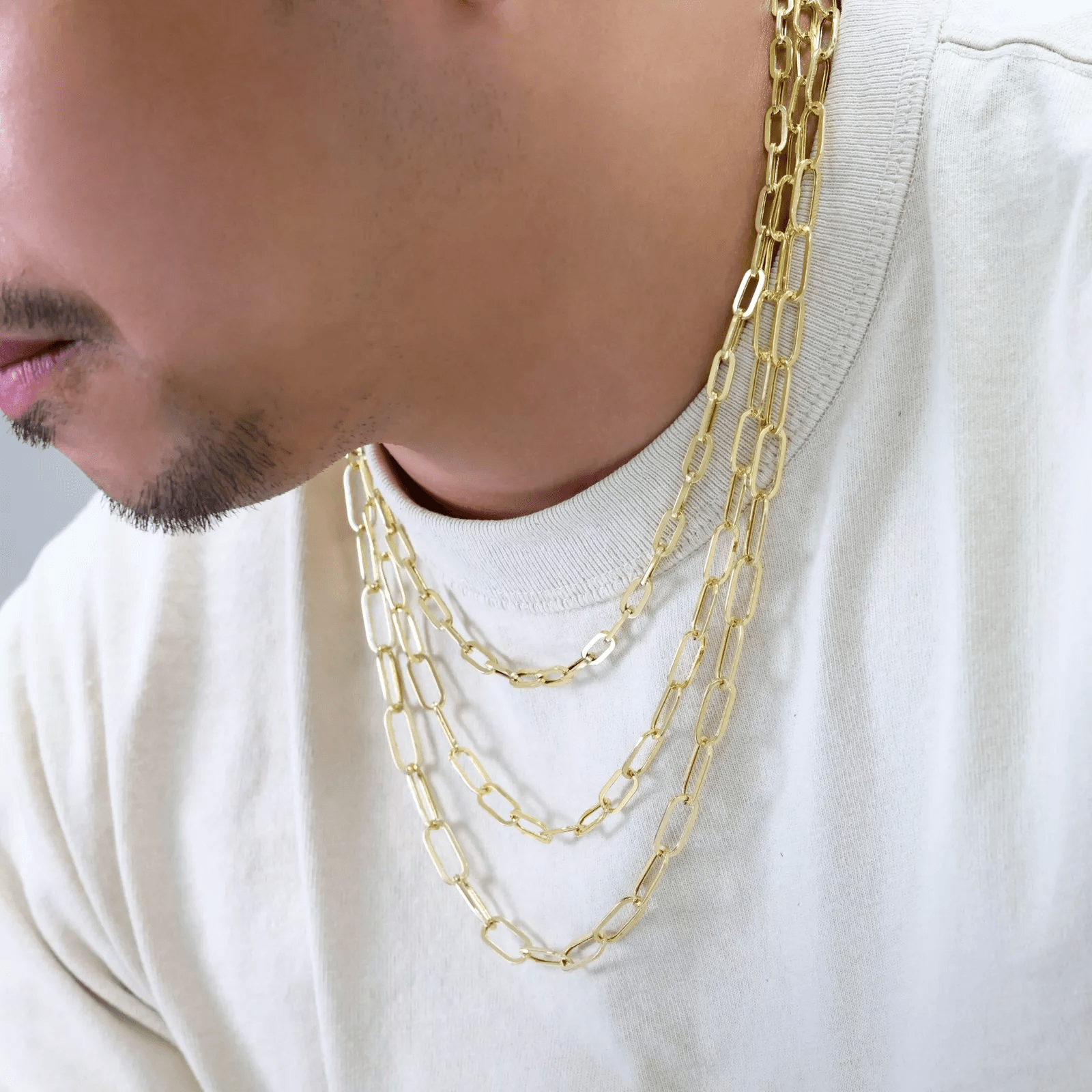 14K Gold Paper Clip Necklace Chains Men Women Kids Real Genuine Gold - Jewelry Store by Erik Rayo