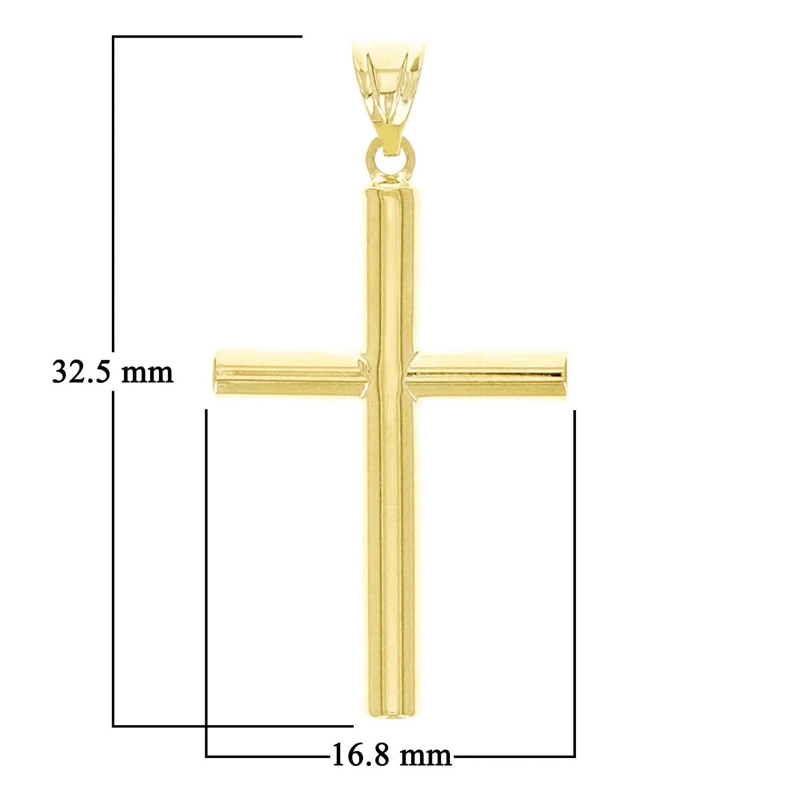 Italian 14k Yellow Gold Hollow High Polish Plain Cross Charm Pendant 1.3" 1 gram - Jewelry Store by Erik Rayo