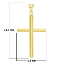 Load image into Gallery viewer, Italian 14k Yellow Gold Hollow High Polish Plain Cross Charm Pendant 1.3&quot; 1 gram
